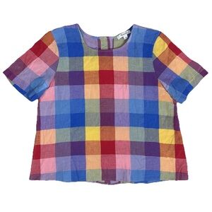 Madewell Boxy Button-Back Top In Oversized Gingham Check Size Small